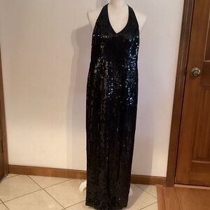 Stunning Black Sequin Backless Dress